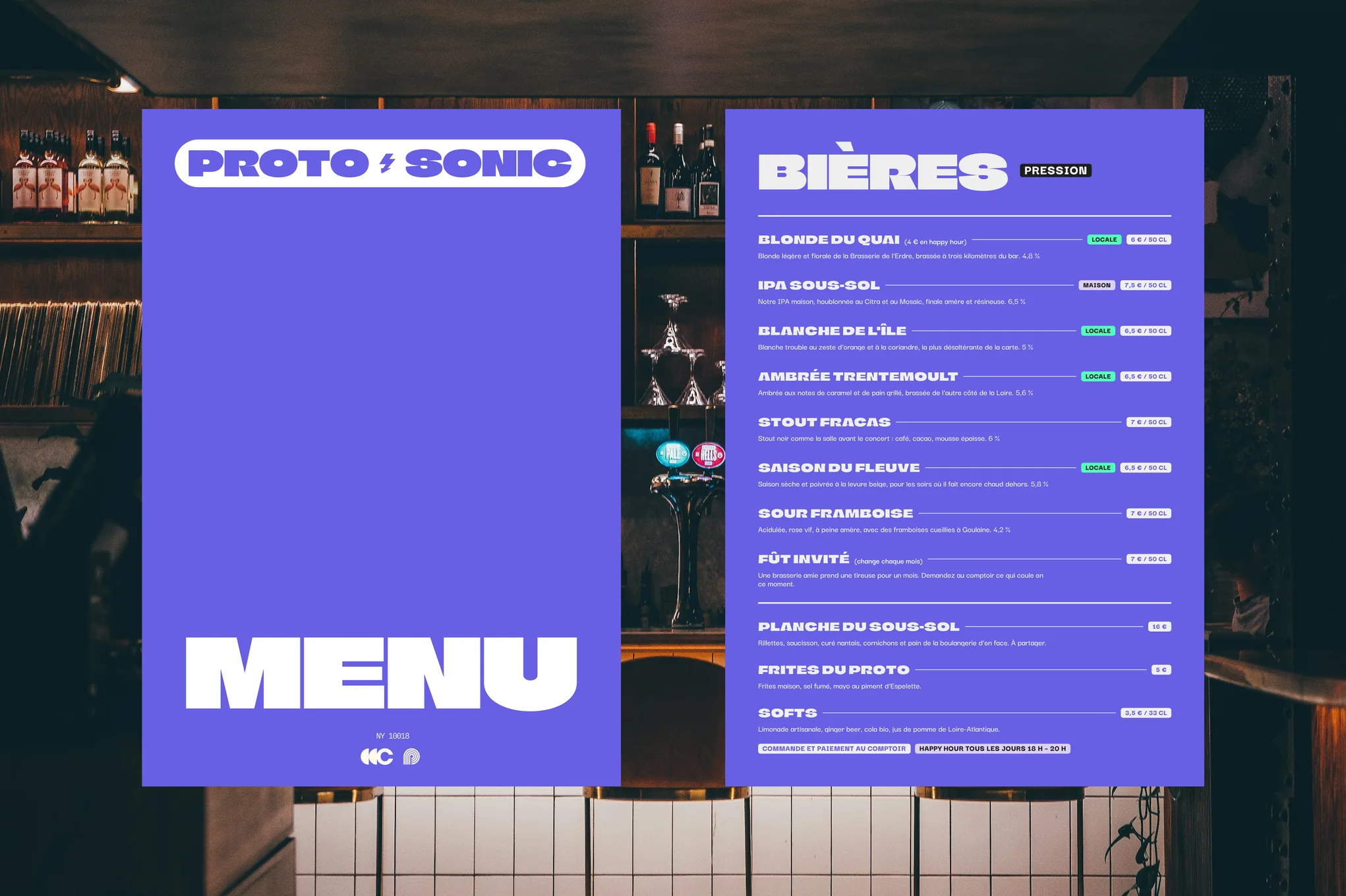 Menu des bières pression de Protosonic