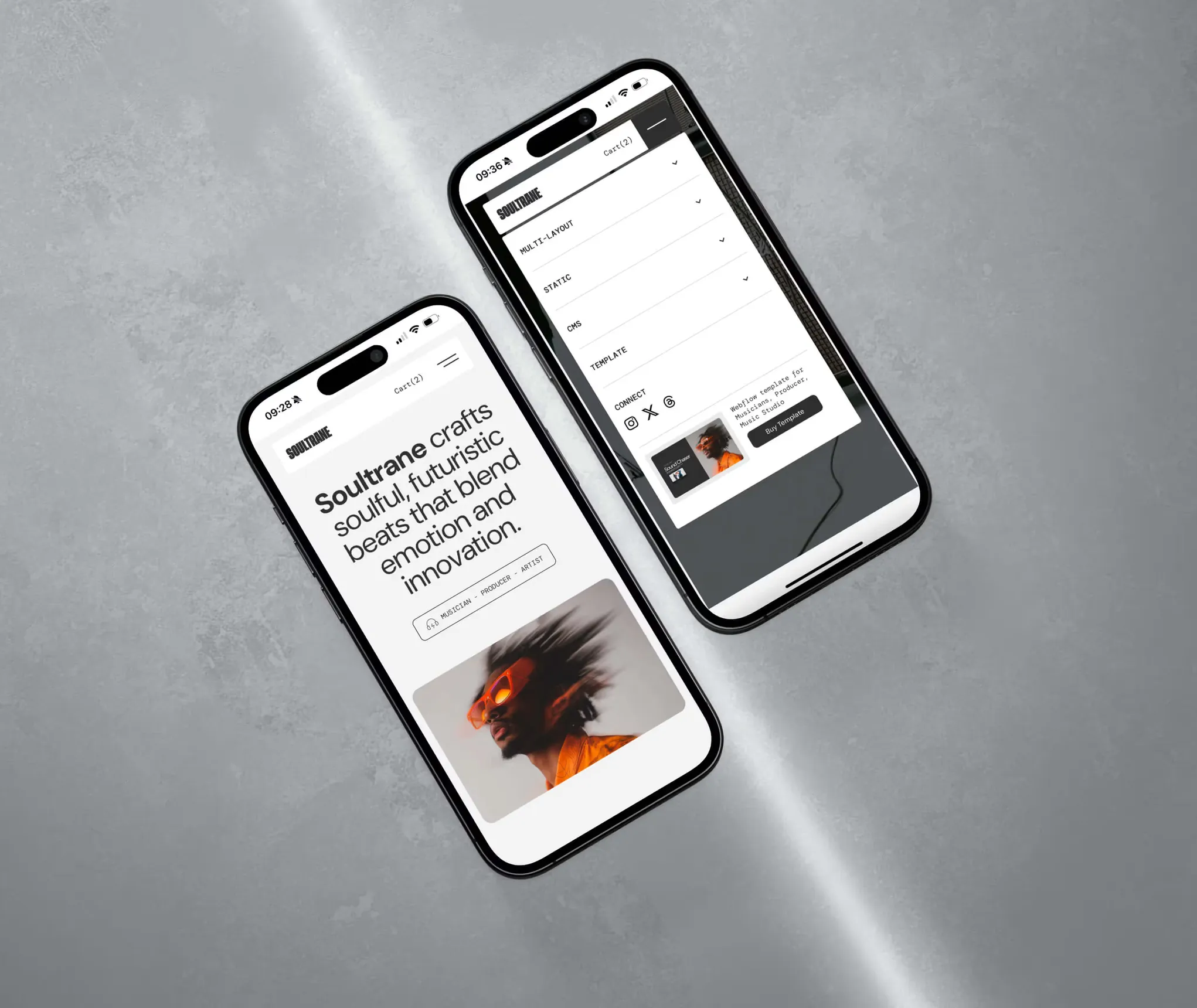Site Soultrane affiché sur deux smartphones